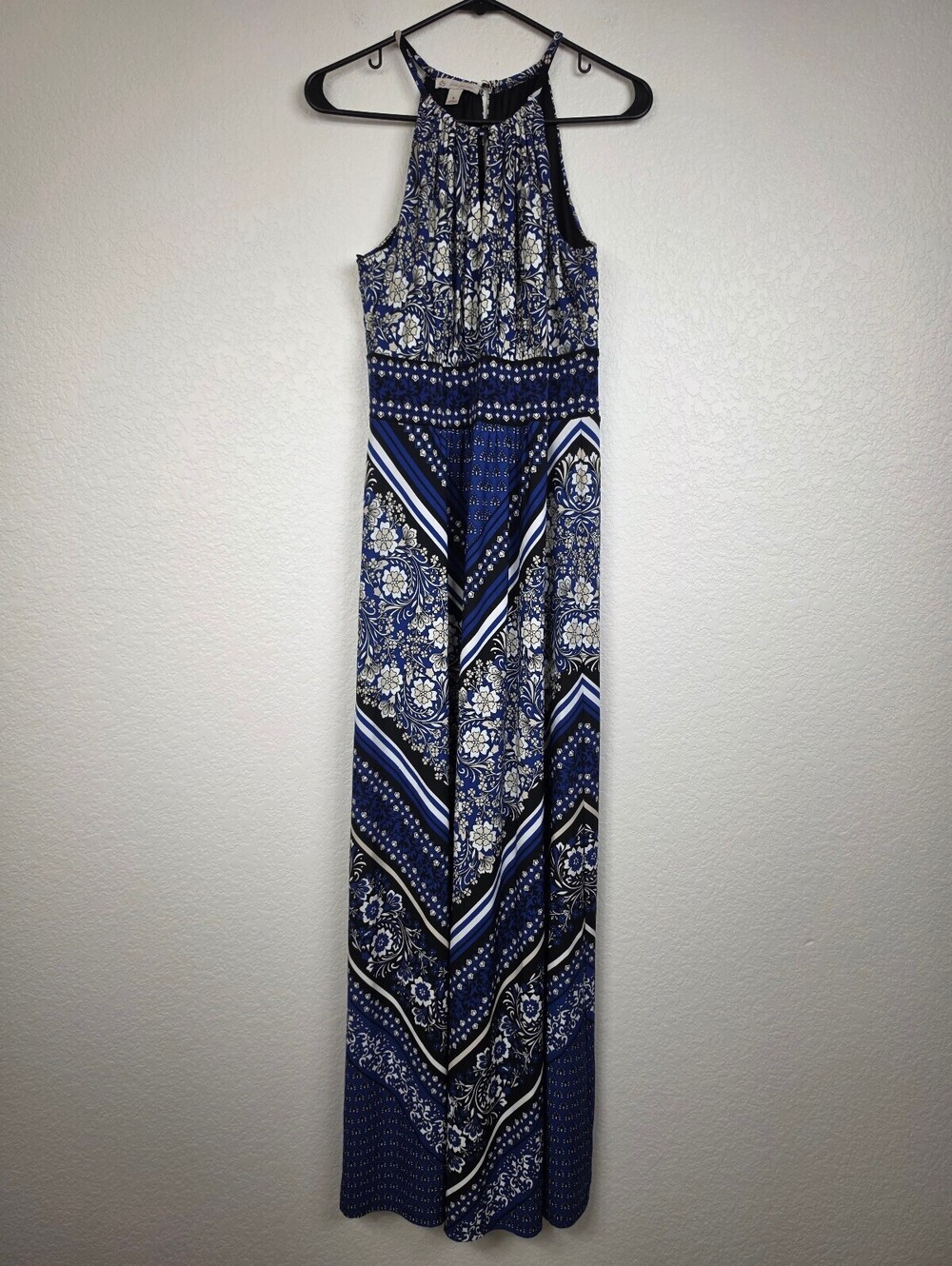 Size 8 Floral Paisley Maxi Dress Blue Black